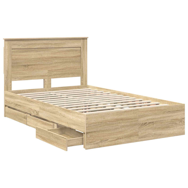 Sengestel med skuffe Sonoma eg 120 x 190 cm Ingeniørtræ
