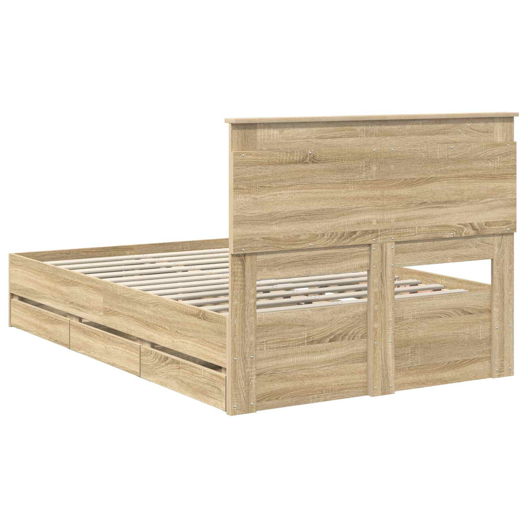 Sengestel med skuffe Sonoma eg 120 x 190 cm Ingeniørtræ