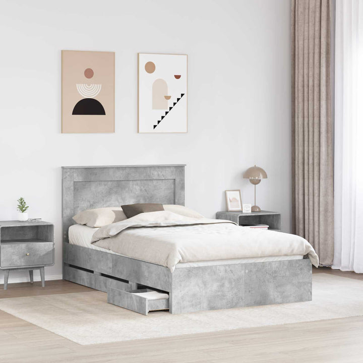 Sengestel med skuffe Beton Grå 120 x 190 cm Ingeniørtræ