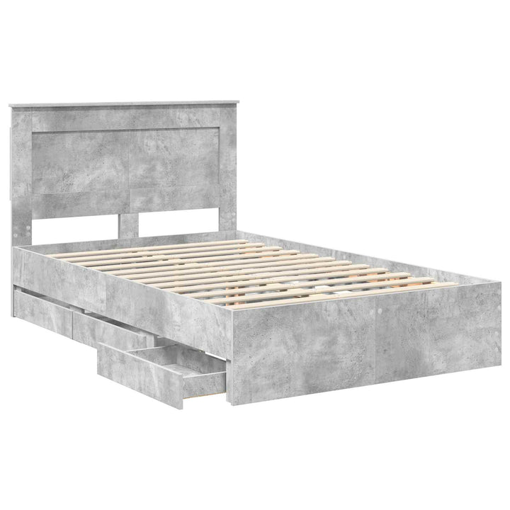 Sengestel med skuffe Beton Grå 120 x 190 cm Ingeniørtræ