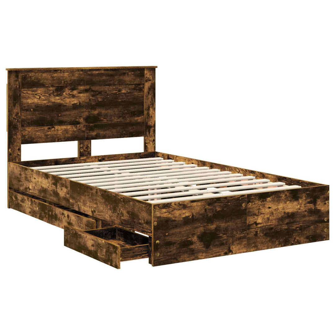 Sengestel med skuffe Røget eg 120 x 190 cm Ingeniørtræ