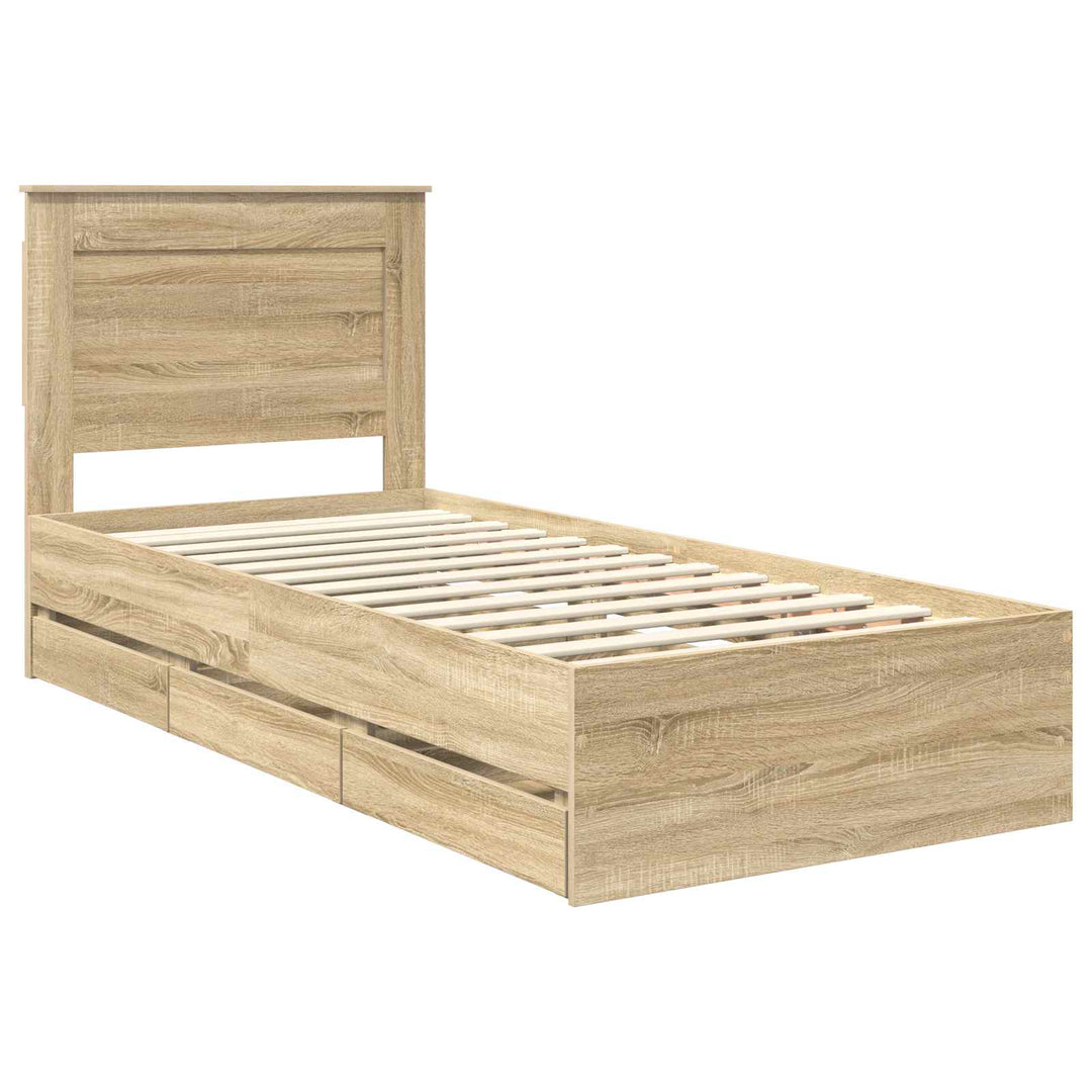 Sengestel med skuffe Sonoma eg 100 x 200 cm Ingeniørtræ
