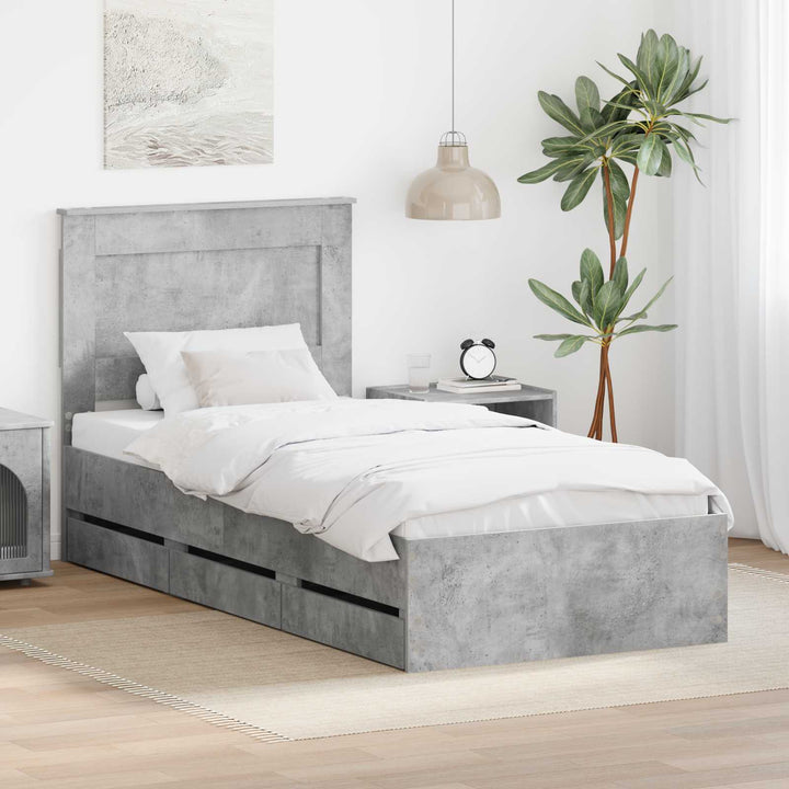Sengestel med skuffe Beton Grå 90 x 190 cm Ingeniørtræ