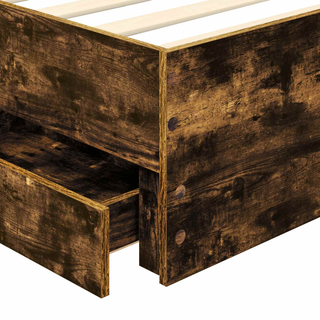Sengestel med skuffe Røget eg 90 x 190 cm Ingeniørtræ