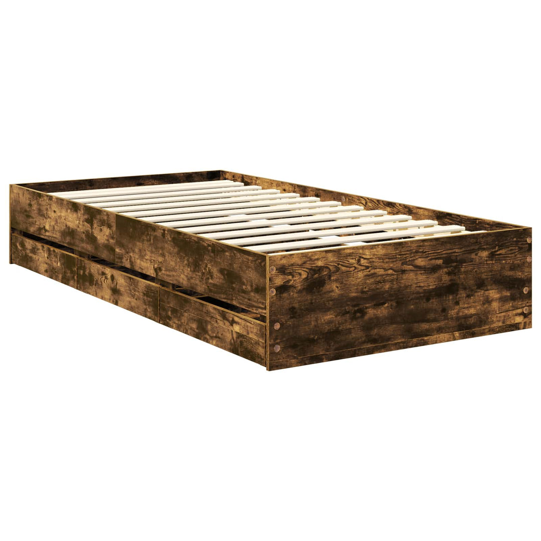 Sengestel med skuffe Røget eg 90 x 190 cm Ingeniørtræ