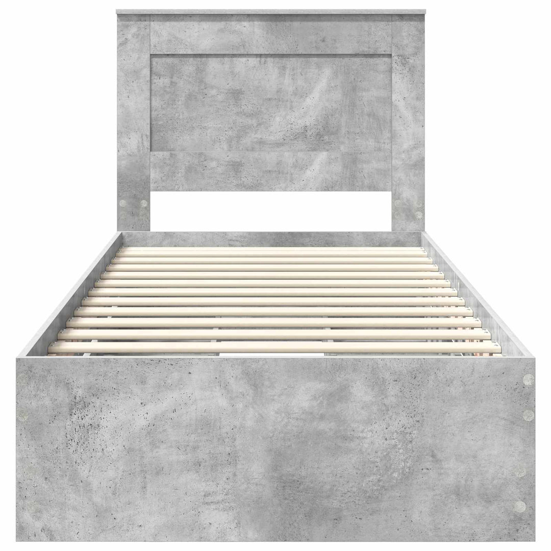 Sengestel med skuffe Beton Grå 90 x 200 cm Ingeniørtræ