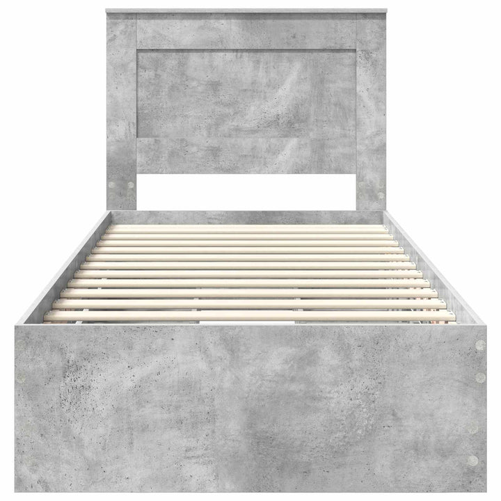 Sengestel med skuffe Beton Grå 90 x 200 cm Ingeniørtræ