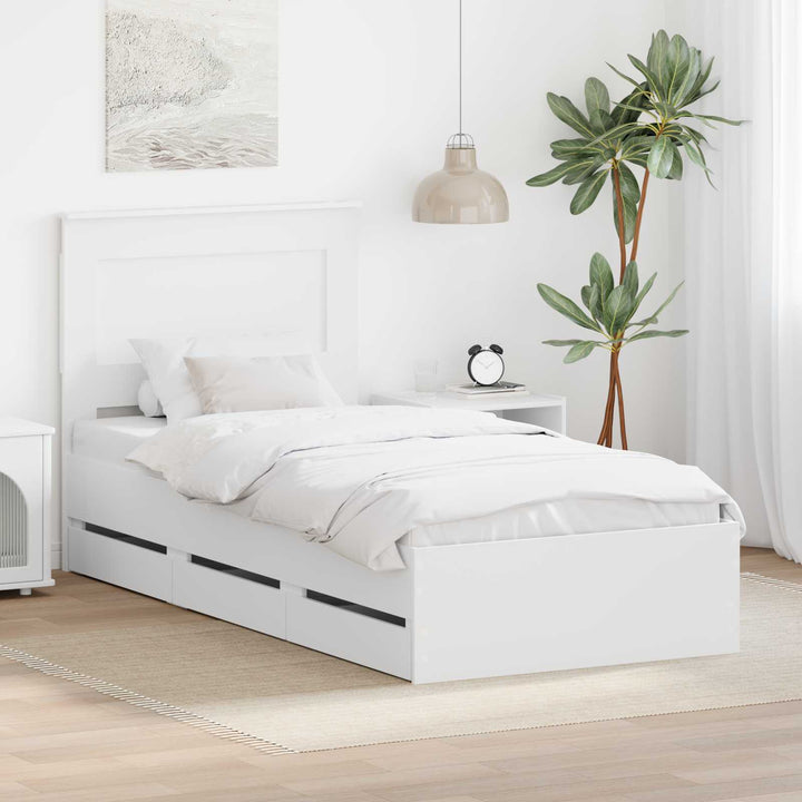 Sengestel med skuffe Hvid 75 x 190 cm Ingeniørtræ