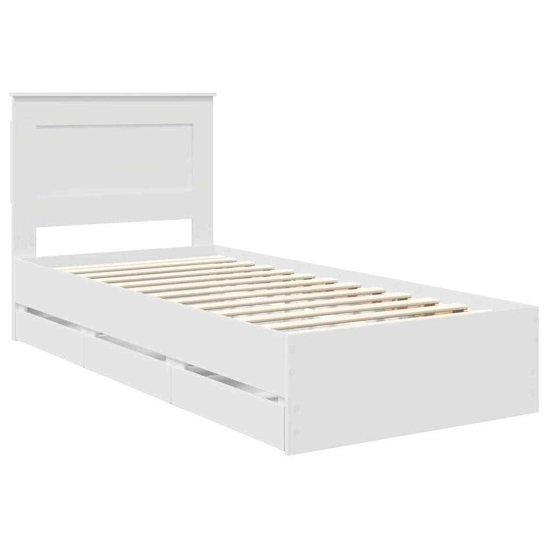 Sengestel med skuffe Hvid 75 x 190 cm Ingeniørtræ