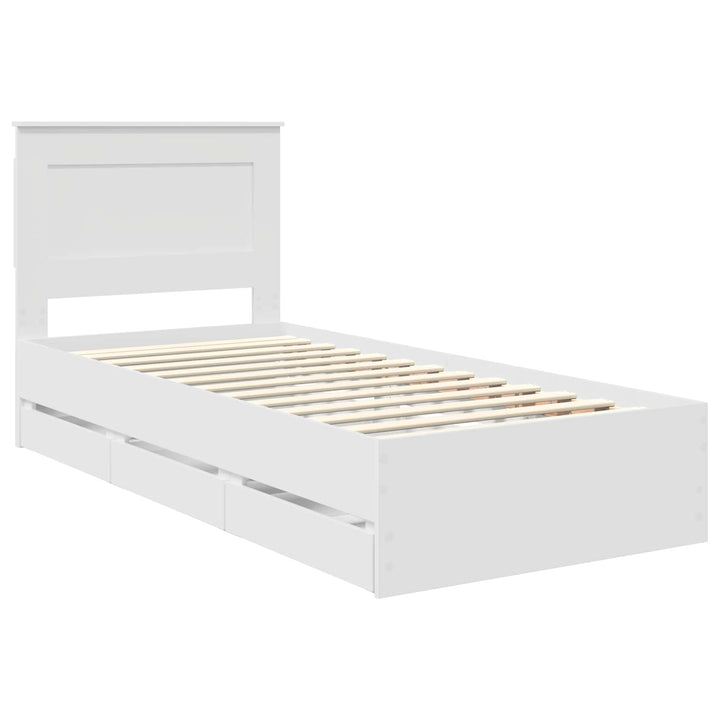 Sengestel med skuffe Hvid 75 x 190 cm Ingeniørtræ