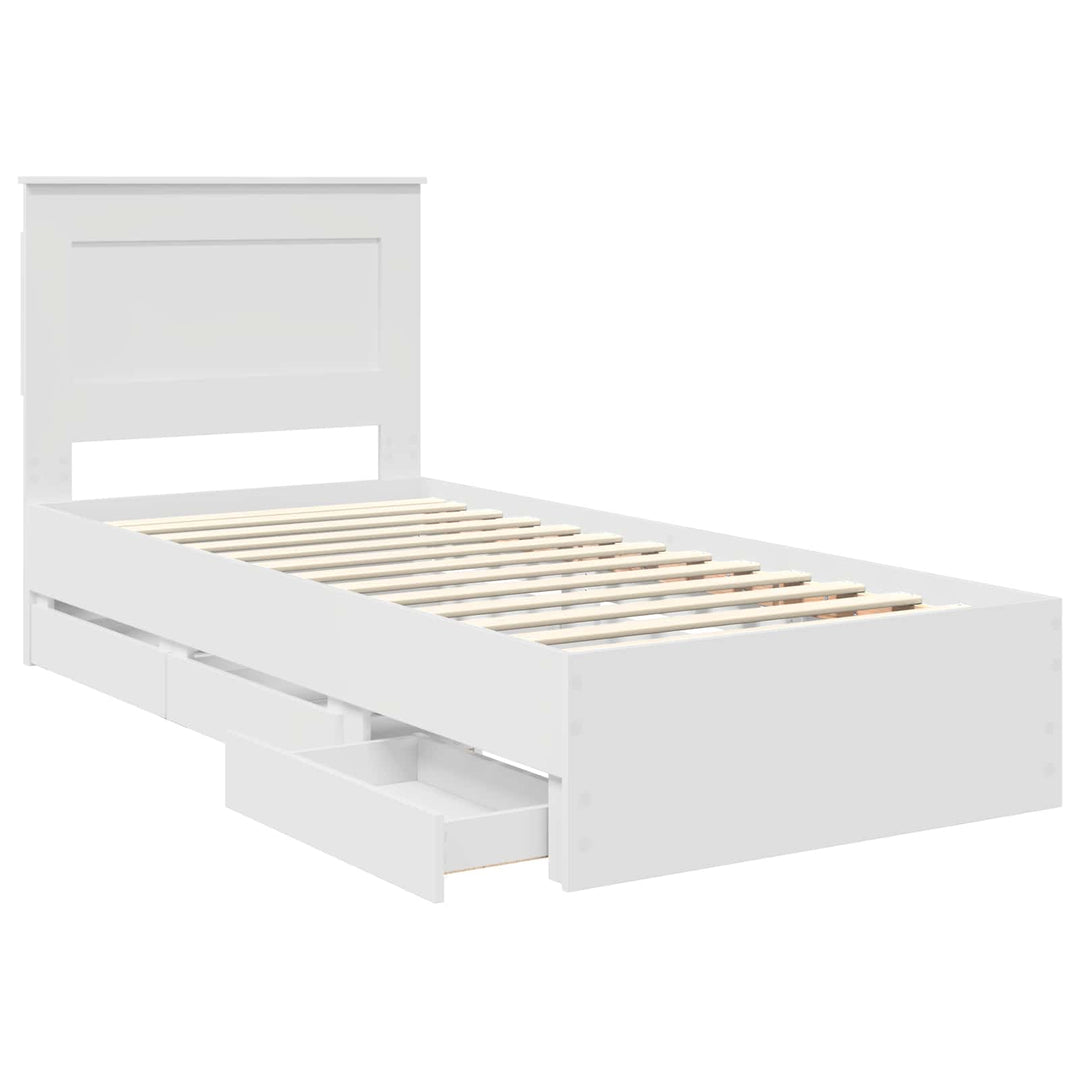 Sengestel med skuffe Hvid 75 x 190 cm Ingeniørtræ