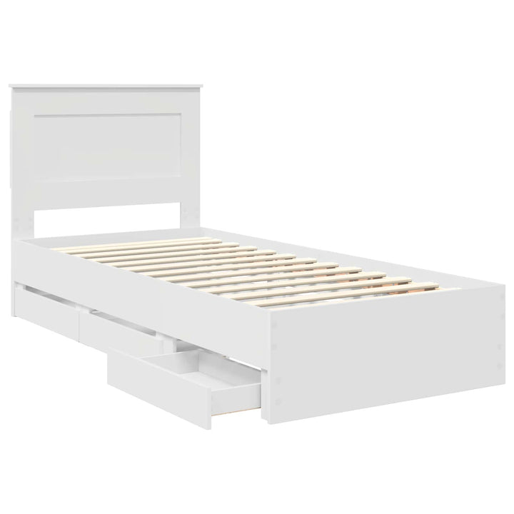 Sengestel med skuffe Hvid 75 x 190 cm Ingeniørtræ