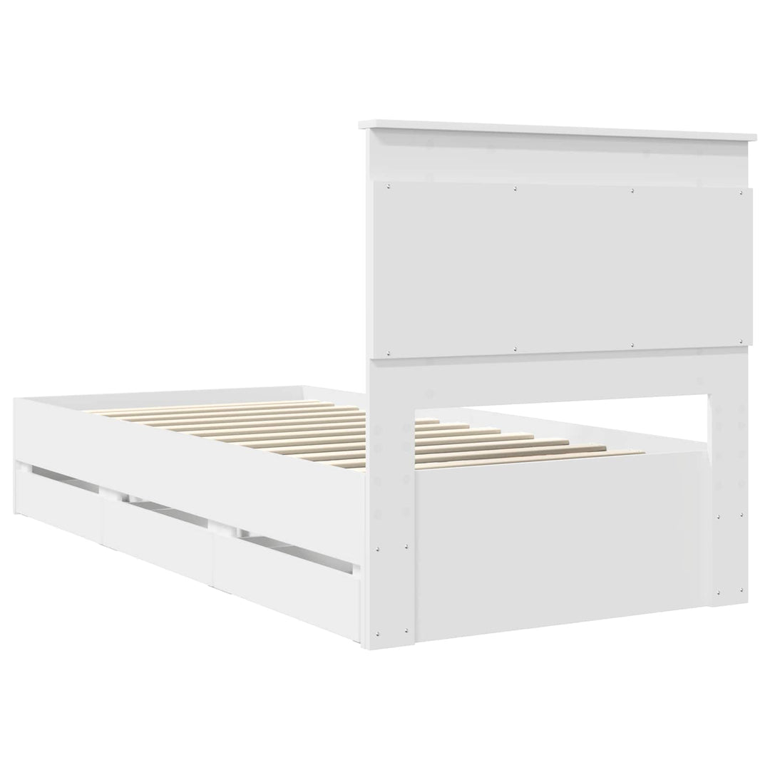 Sengestel med skuffe Hvid 75 x 190 cm Ingeniørtræ