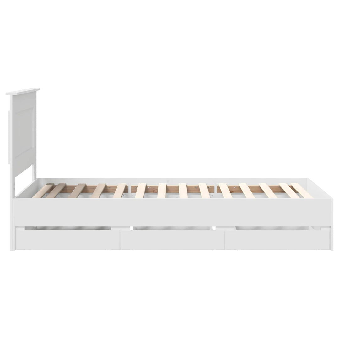 Sengestel med skuffe Hvid 75 x 190 cm Ingeniørtræ