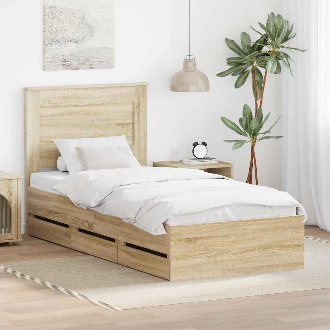Sengestel med skuffe Sonoma eg 75 x 190 cm Ingeniørtræ