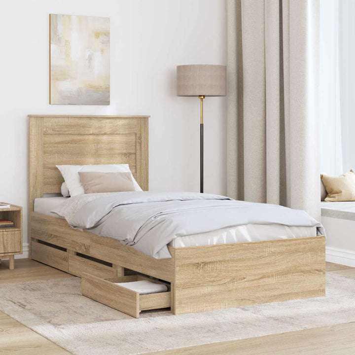 Sengestel med skuffe Sonoma eg 75 x 190 cm Ingeniørtræ