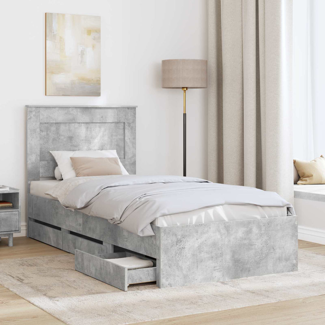 Sengestel med skuffe Beton Grå 75 x 190 cm Ingeniørtræ