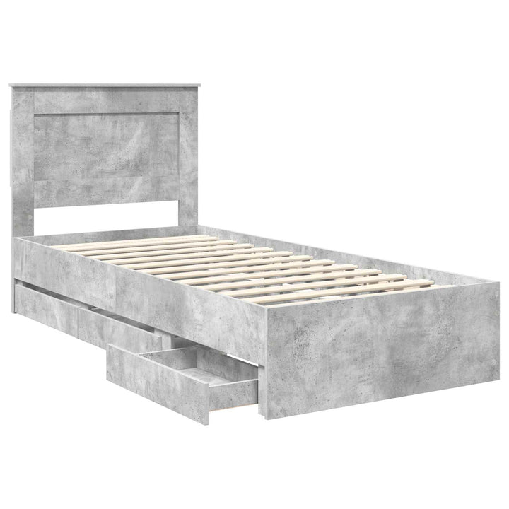 Sengestel med skuffe Beton Grå 75 x 190 cm Ingeniørtræ