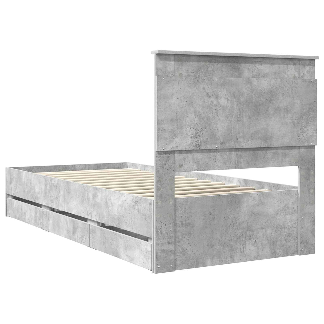 Sengestel med skuffe Beton Grå 75 x 190 cm Ingeniørtræ