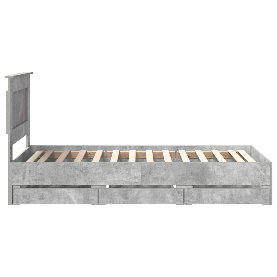 Sengestel med skuffe Beton Grå 75 x 190 cm Ingeniørtræ