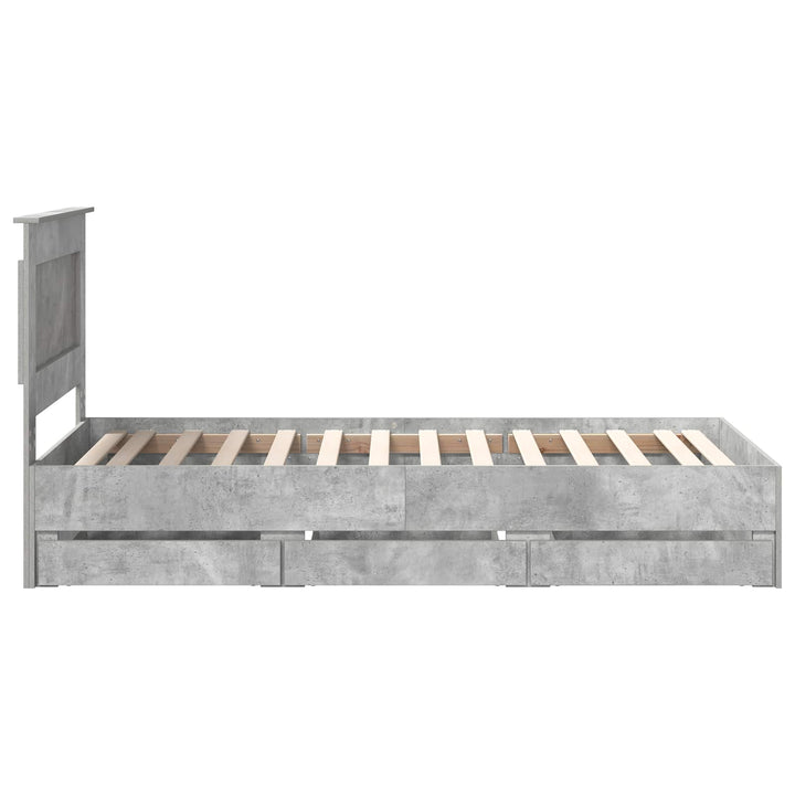 Sengestel med skuffe Beton Grå 75 x 190 cm Ingeniørtræ