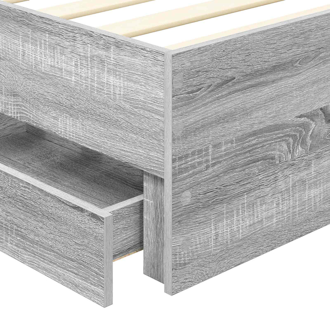 Sengestel med skuffe Grå Sonoma 75 x 190 cm Ingeniørtræ
