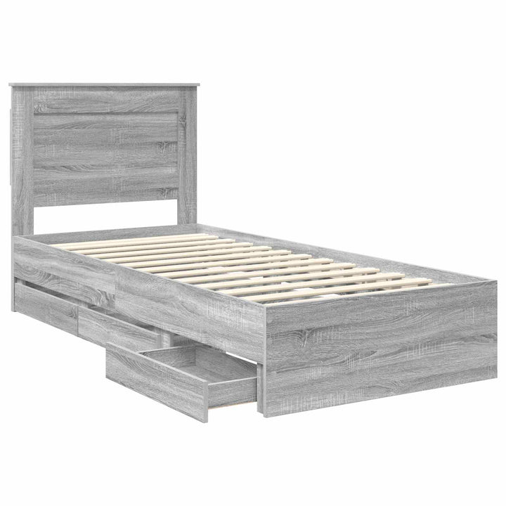 Sengestel med skuffe Grå Sonoma 75 x 190 cm Ingeniørtræ