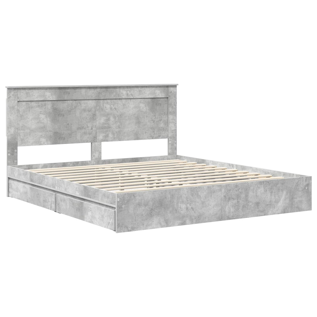 Opbevaringsseng Beton Grå 200 x 200 cm Konstrueret træ