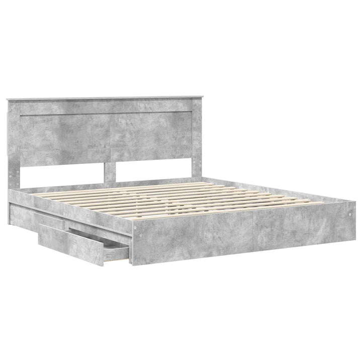 Opbevaringsseng Beton Grå 200 x 200 cm Konstrueret træ