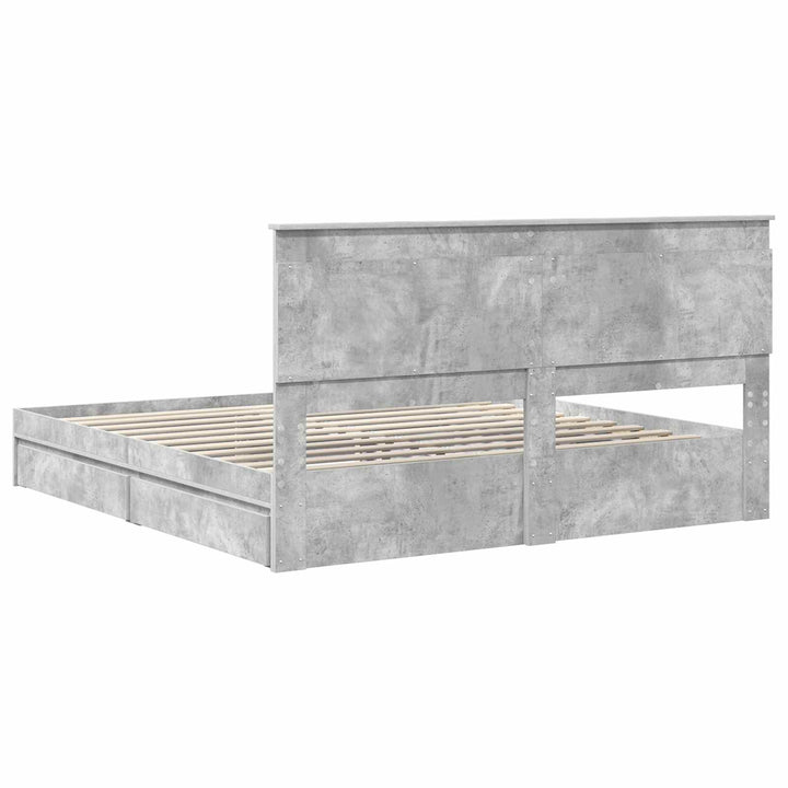 Opbevaringsseng Beton Grå 200 x 200 cm Konstrueret træ