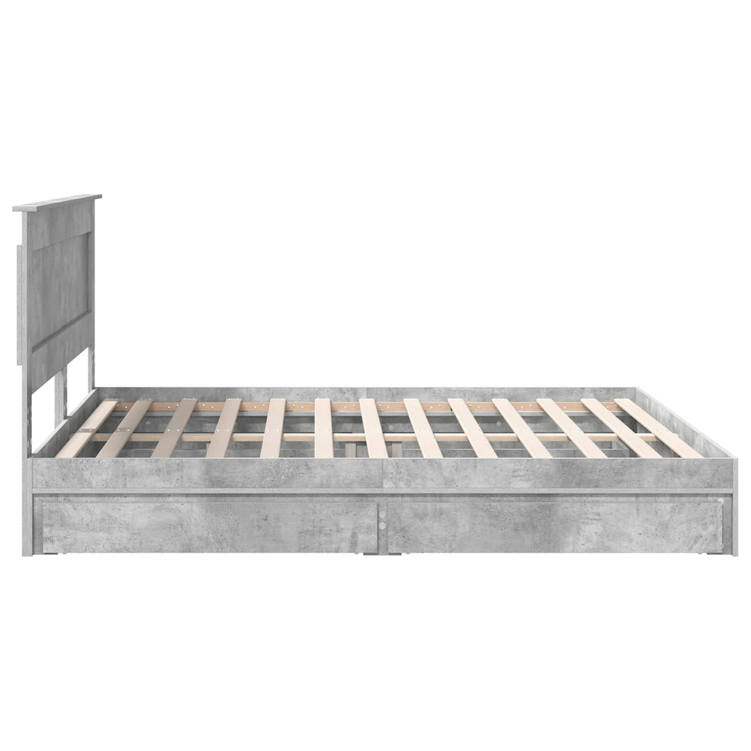 Opbevaringsseng Beton Grå 200 x 200 cm Konstrueret træ