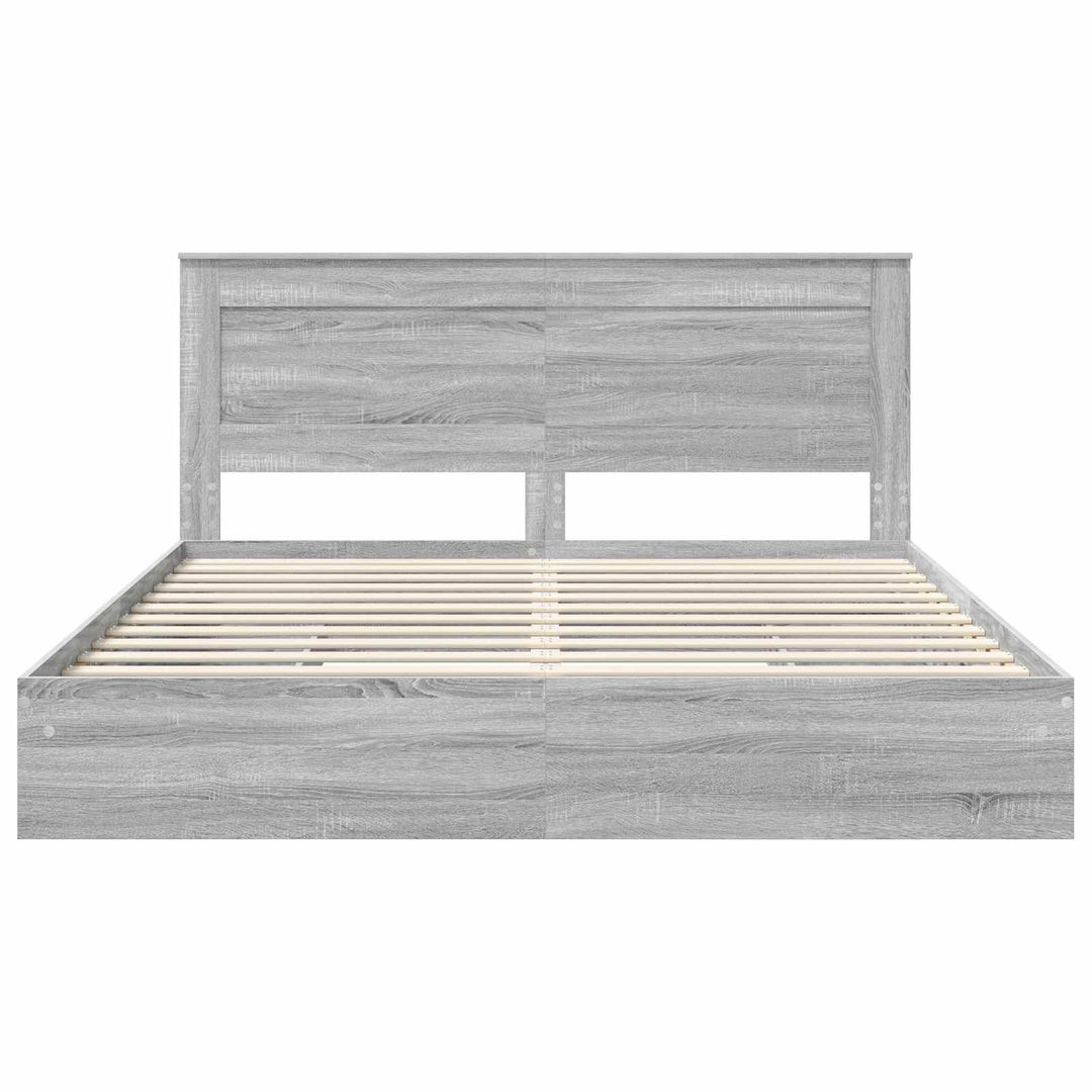 Opbevaringsseng Grå Sonoma 200 x 200 cm Konstrueret træ
