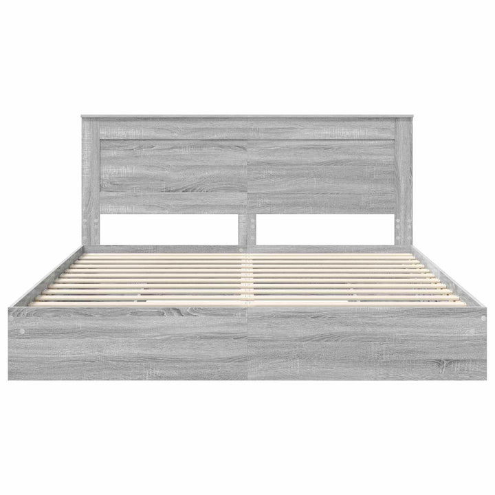 Opbevaringsseng Grå Sonoma 200 x 200 cm Konstrueret træ