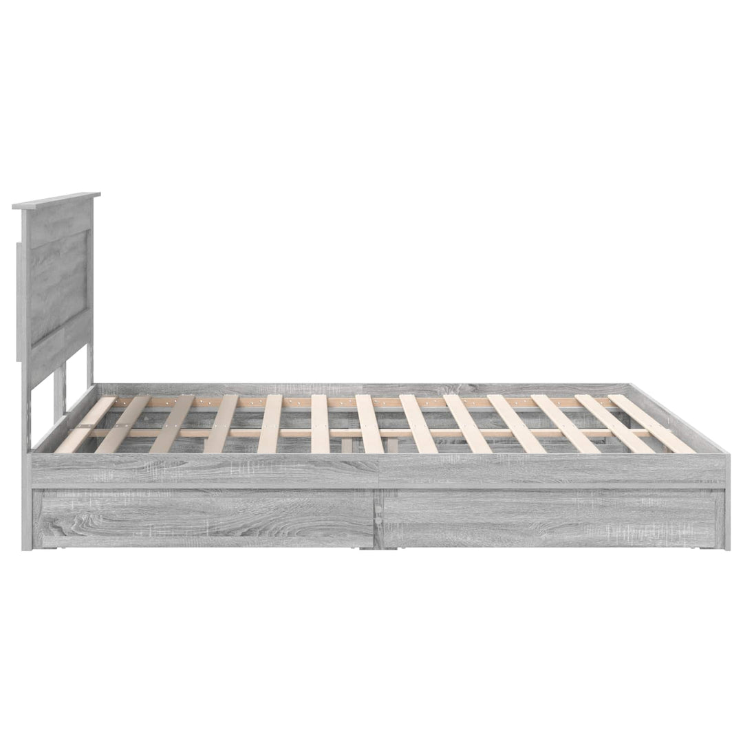Opbevaringsseng Grå Sonoma 200 x 200 cm Konstrueret træ