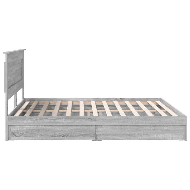 Opbevaringsseng Grå Sonoma 200 x 200 cm Konstrueret træ
