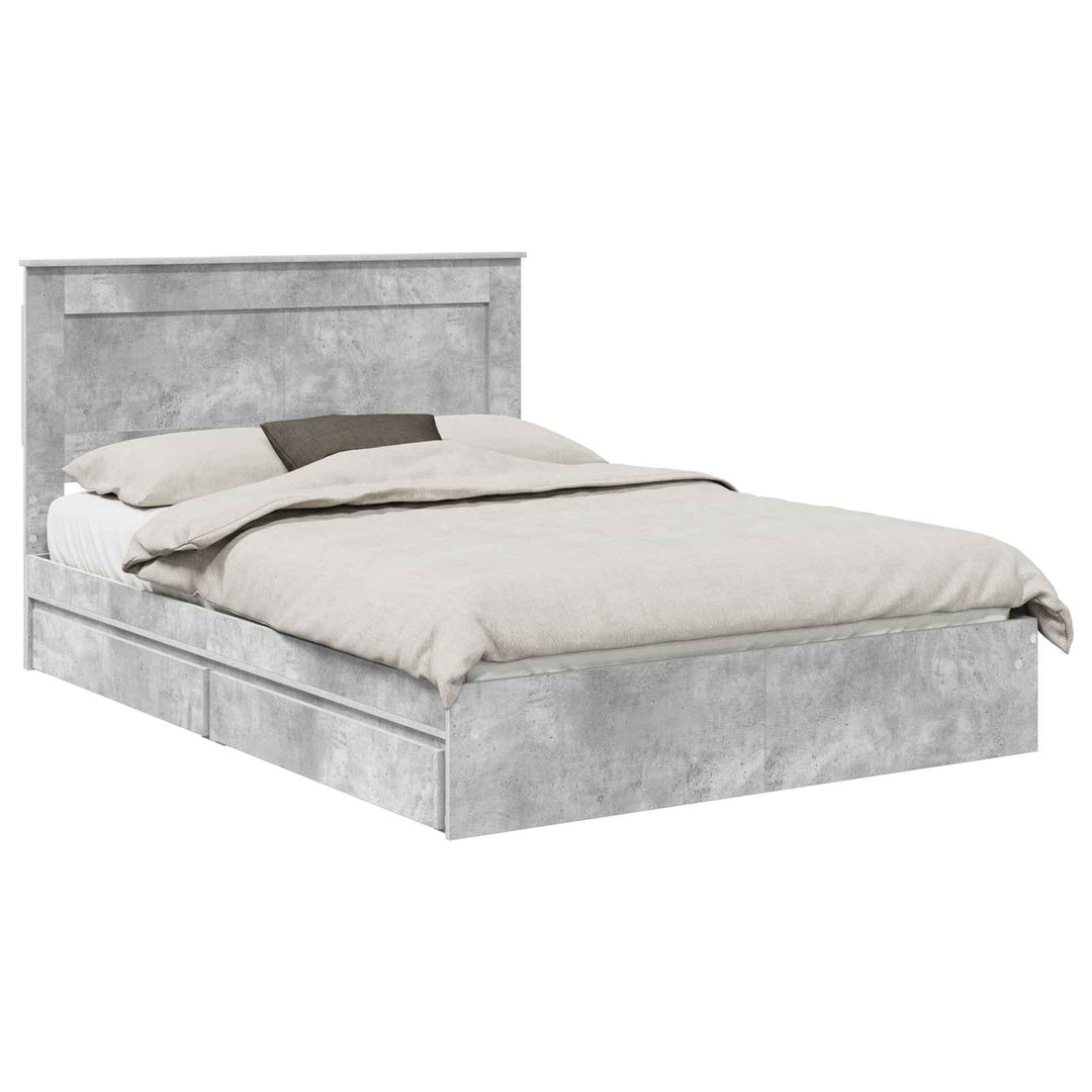 Opbevaringsseng Beton Grå 150 x 200 cm Konstrueret træ