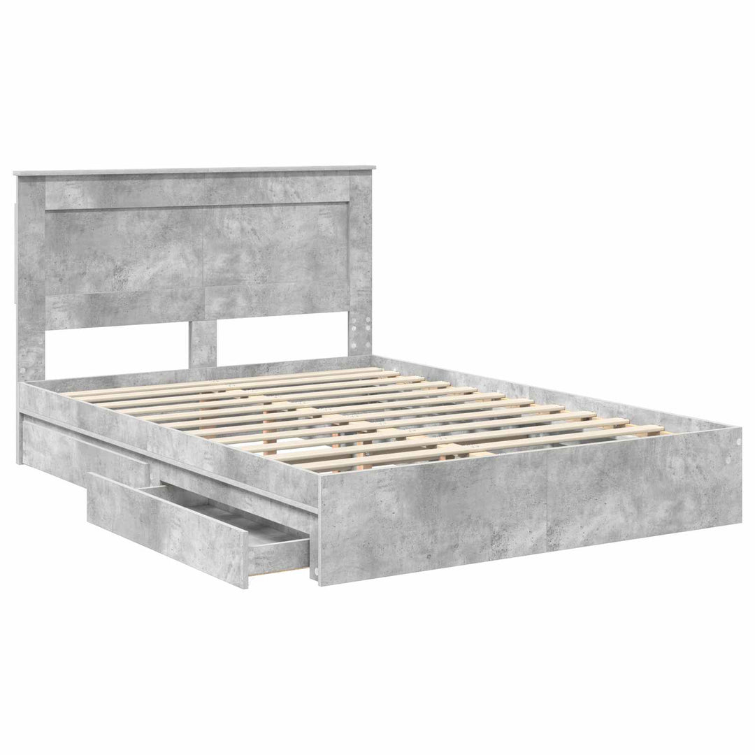 Opbevaringsseng Beton Grå 150 x 200 cm Konstrueret træ