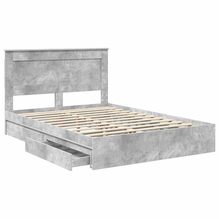 Opbevaringsseng Beton Grå 150 x 200 cm Konstrueret træ