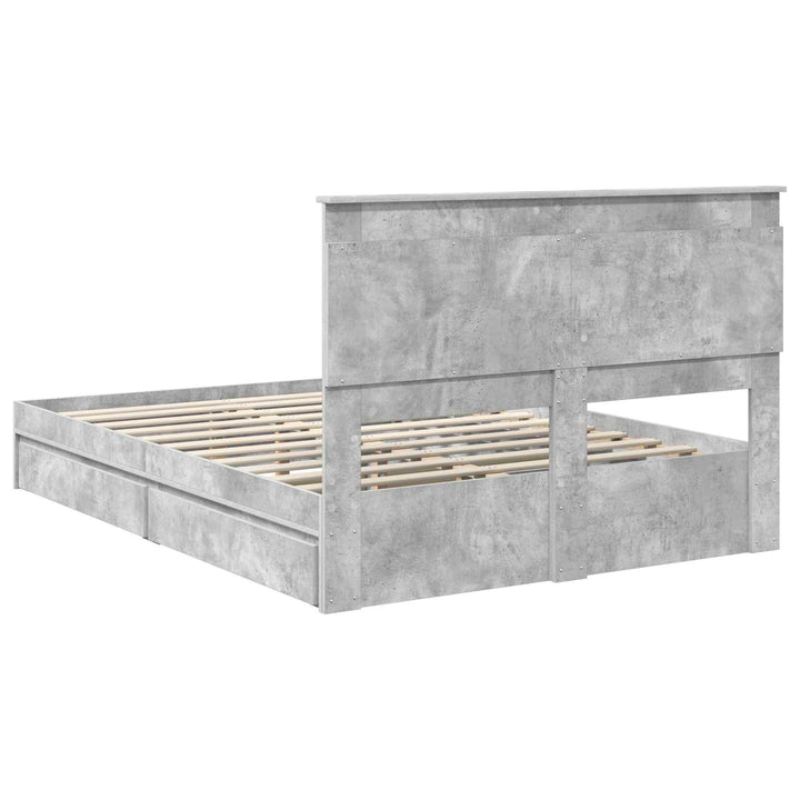 Opbevaringsseng Beton Grå 150 x 200 cm Konstrueret træ