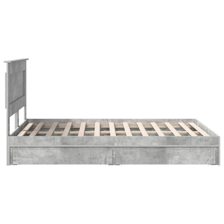 Opbevaringsseng Beton Grå 150 x 200 cm Konstrueret træ