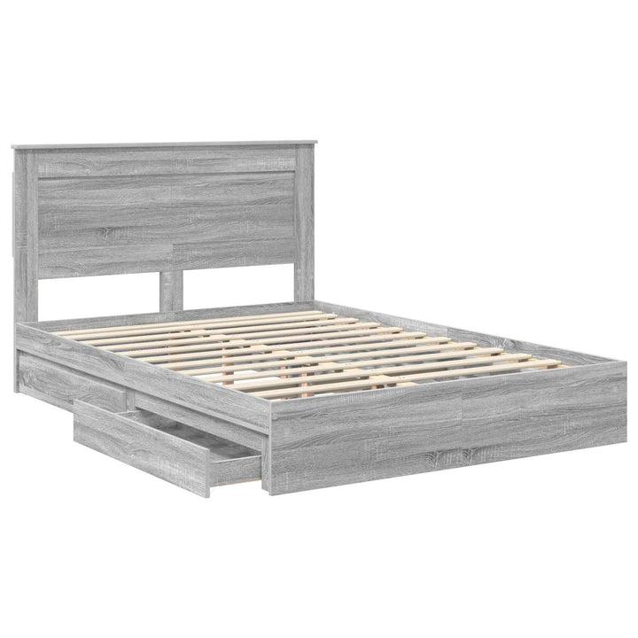 Opbevaringsseng Grå Sonoma 140 x 200 cm Konstrueret træ