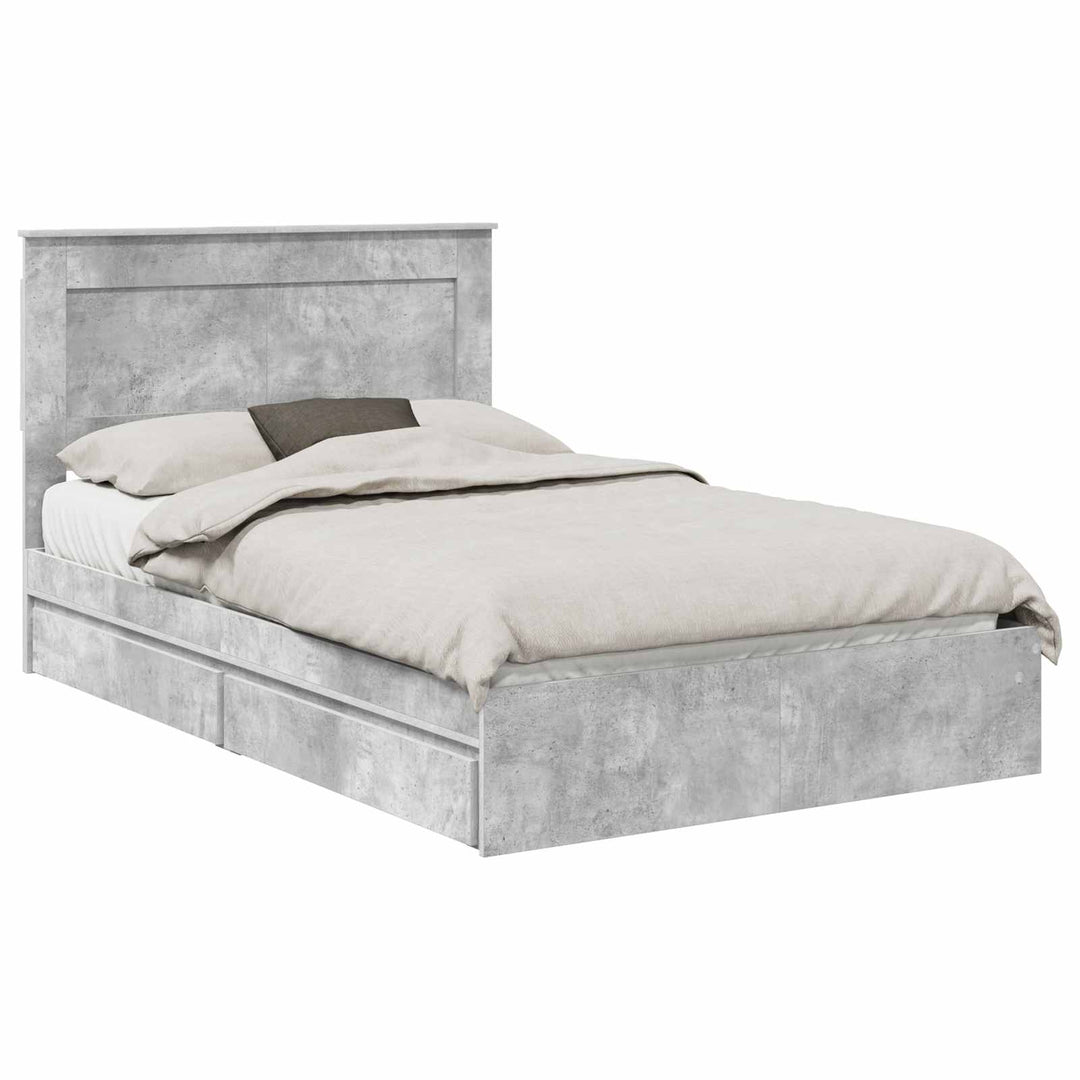 Opbevaringsseng Beton Grå 135 x 190 cm Konstrueret træ