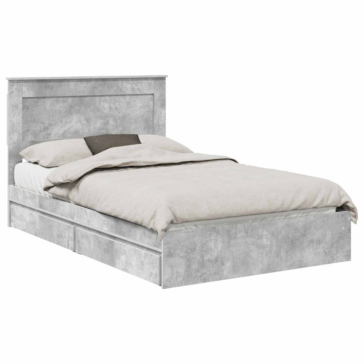 Opbevaringsseng Beton Grå 135 x 190 cm Konstrueret træ