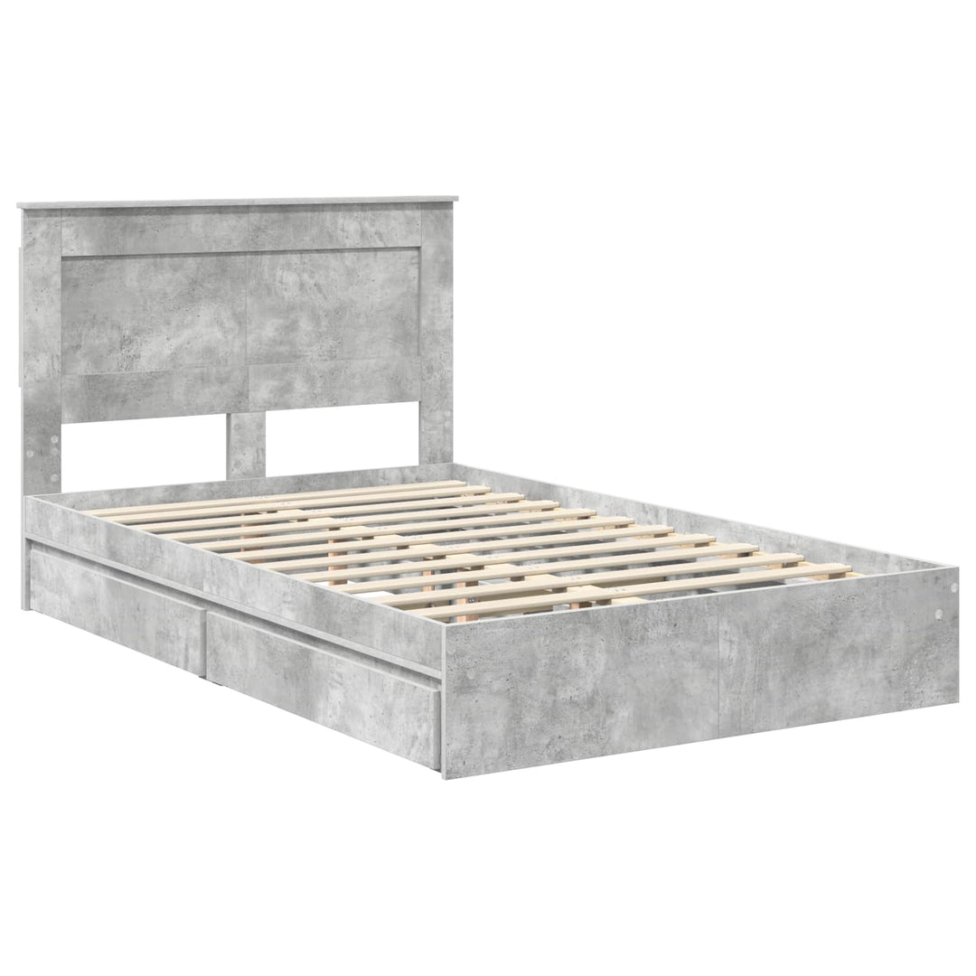 Opbevaringsseng Beton Grå 135 x 190 cm Konstrueret træ