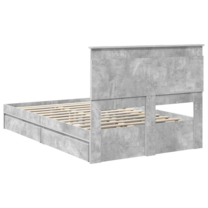 Opbevaringsseng Beton Grå 135 x 190 cm Konstrueret træ