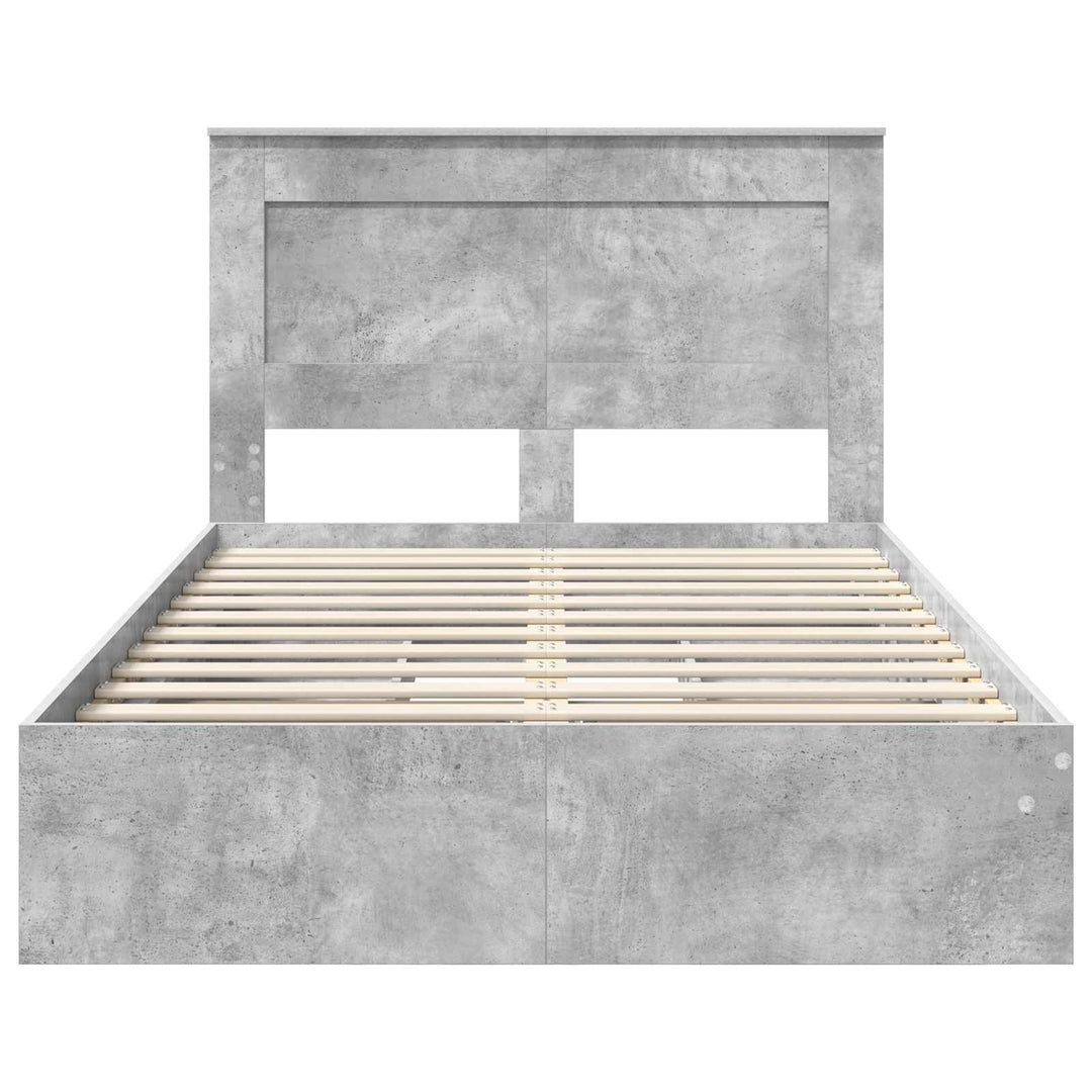 Opbevaringsseng Beton Grå 135 x 190 cm Konstrueret træ