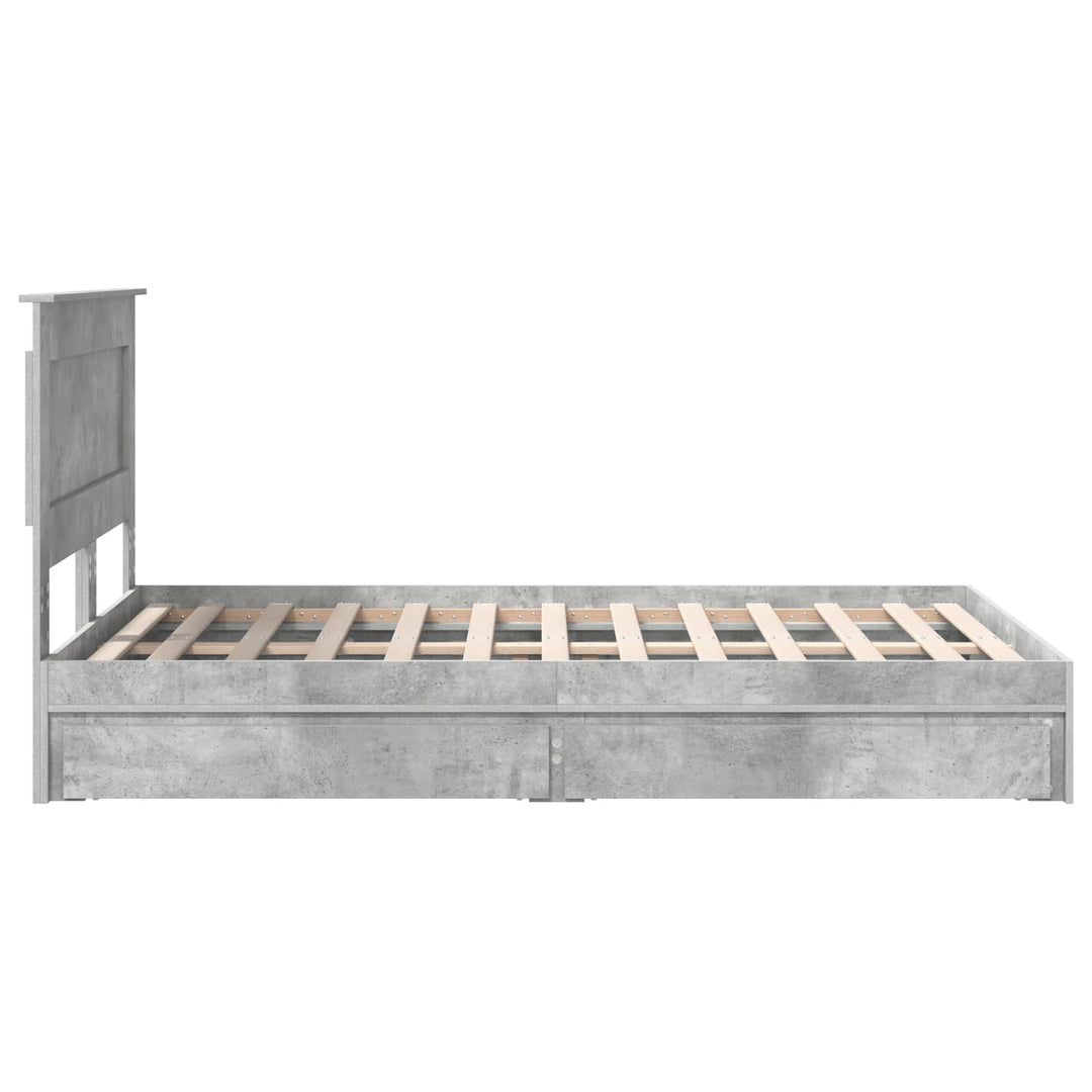 Opbevaringsseng Beton Grå 135 x 190 cm Konstrueret træ