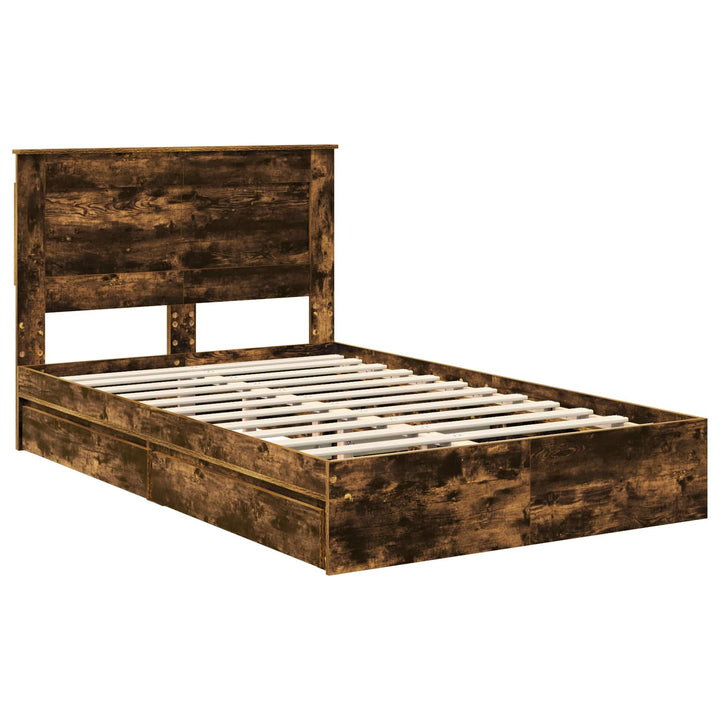 Opbevaringsseng Røget eg 135 x 190 cm Konstrueret træ