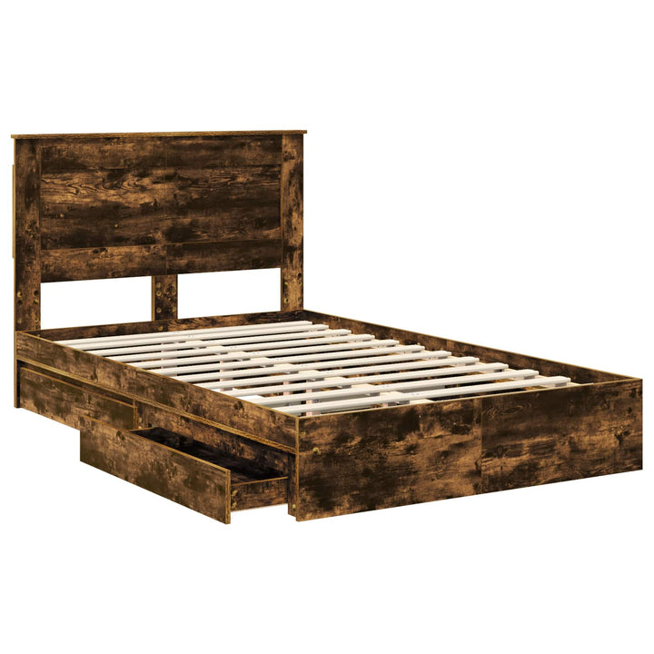 Opbevaringsseng Røget eg 135 x 190 cm Konstrueret træ