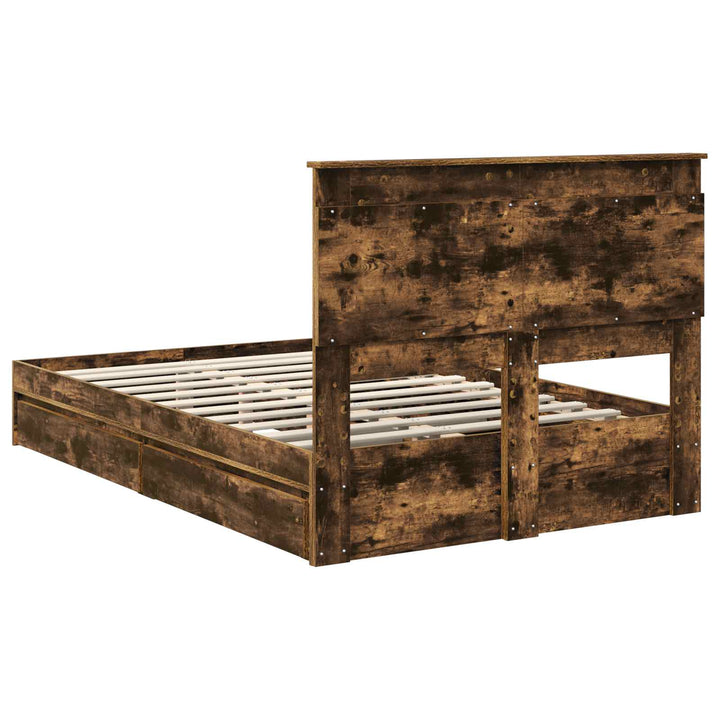 Opbevaringsseng Røget eg 135 x 190 cm Konstrueret træ
